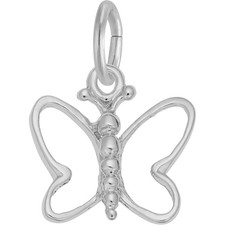 Small Open Wings Butterfly Charm - Metal - Sterling Silver