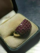3.60 Ct Natural Ruby Art Deco Vintage Engagement Ring 14K Yellow Gold Finish