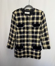 80s Karl Lagerfeld Textured Boucle Tweed Jacket Black Navy Cream XS/ Small
