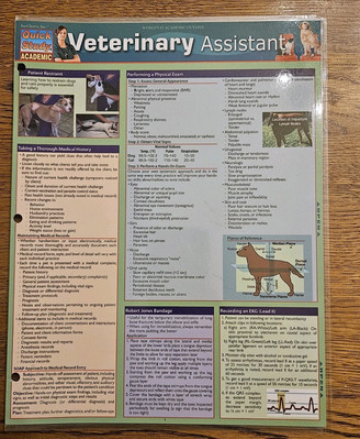 VET TECH Veterinary Assistant Study Guide 6pg Laminated Authoritative  LFA#92534