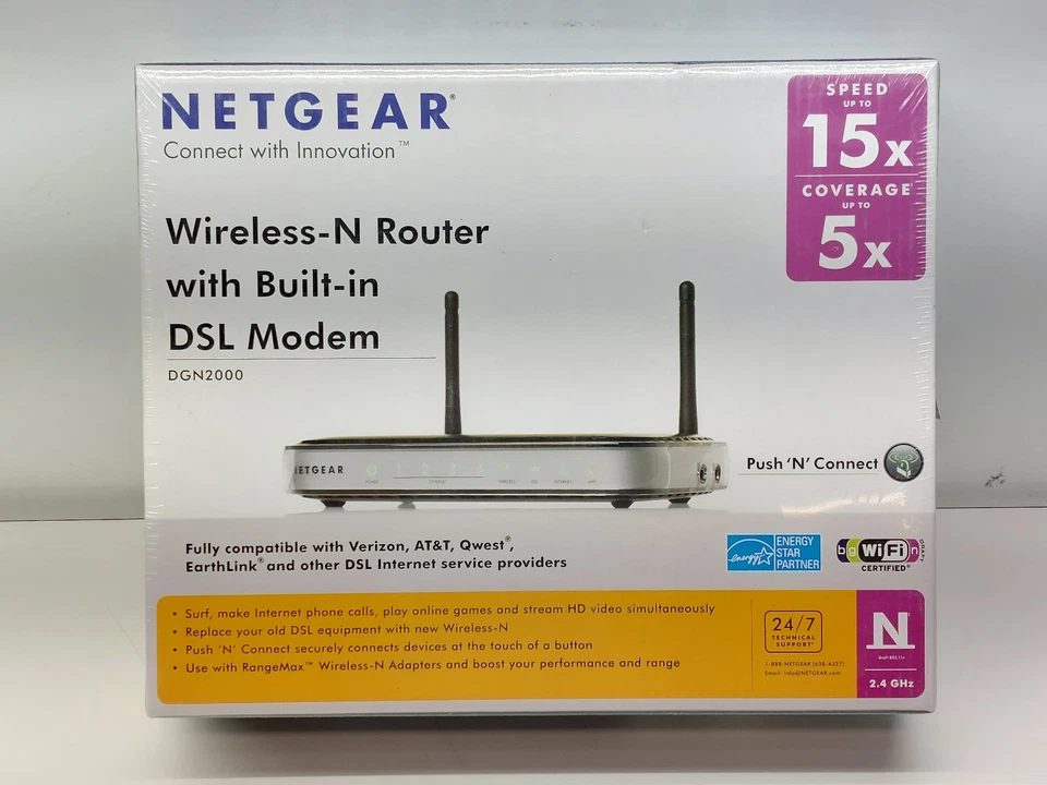 Netgear Wireless-N Router with Built-In DSL Modem DGN2000 606449058727 - Image 2 of 4