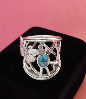 NEU BARRY KIESELSTEIN CORD STUDIO STERLINGSILBER BLAUTOPAS SCHMETTERLING RING GRÖSSE 5,5