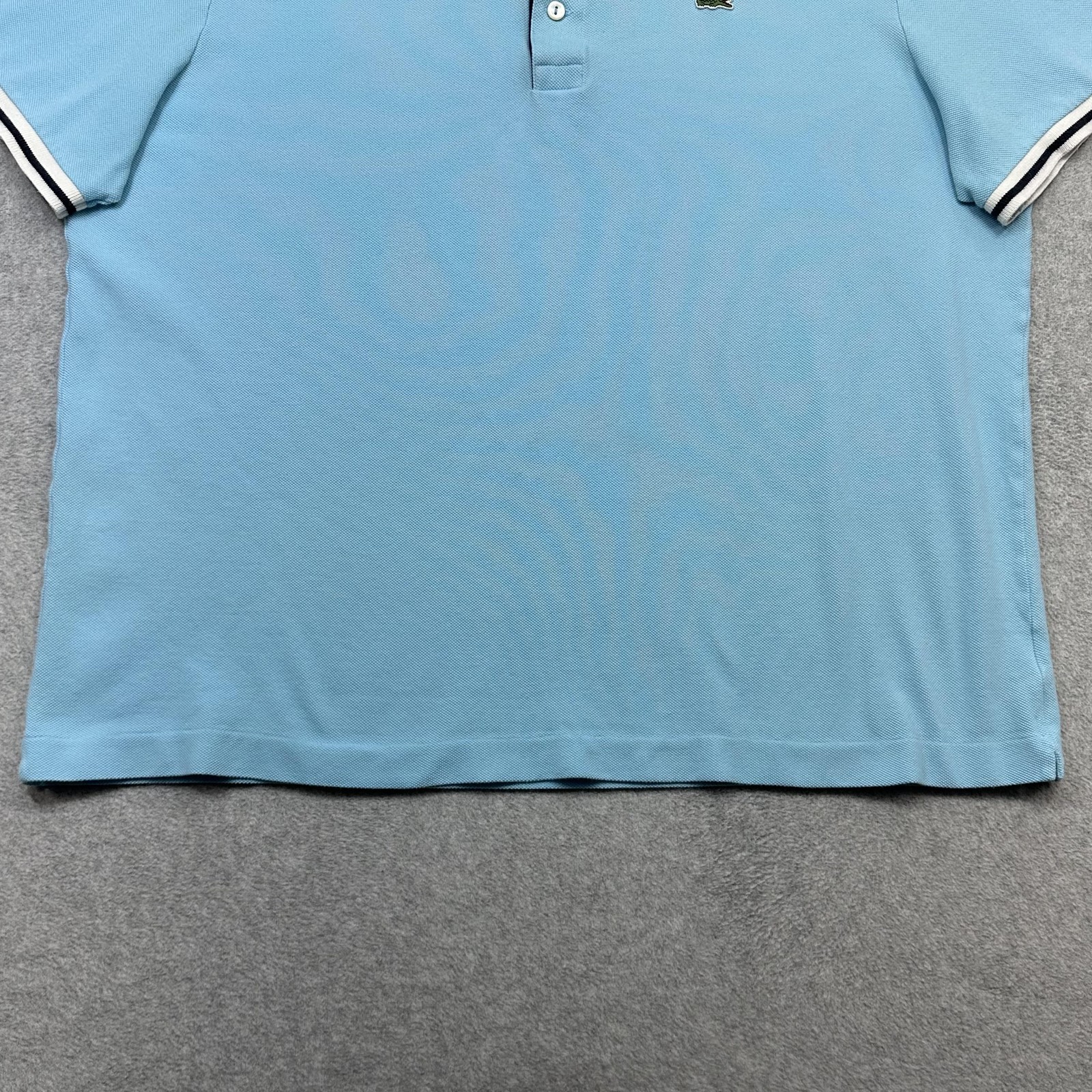 Lacoste Polo Shirt Men XXL Size 7 Blue Stripe Collar Croc Logo Short Sleeve thumbnail 5