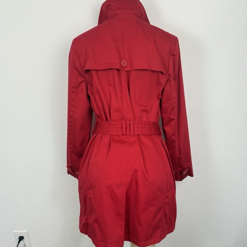 JM Collection Women’s Size Petite Large Red Trench Coat Pockets Lined - Picture 5 of 10