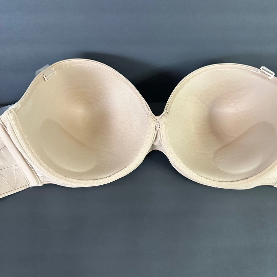 Sujetador Cacique Sin Tirantes Correas Transparentes Convertible Acolchado Beige 42DDD Foto 4 de 4
