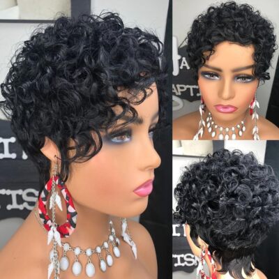 Curly Bob Wigs for Black Women Human Hair Short Pixie Cut Wig Human Hair Wigs 