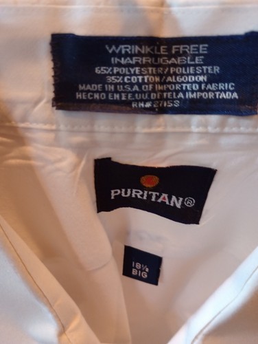 Puritan 18.5 Big Wrinkle Free 65% Polyester 35% Cotton Button Down Collar Pocket - Picture 9 of 12