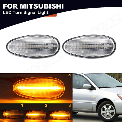 Smoked LED Side Turn Signal Marker Lights For Mitsubishi Mirage Hatchback (2014-2022) – Flowing Amber