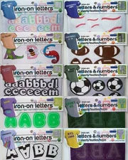 DRITZ ASSORTED IRON ON LETTERS MULTI, ALPHABET, DOODLE, NEON, COLOR IN, SPORTS