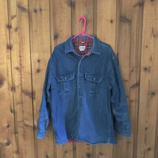 Vintage Wear Guard Lined Denim Shirt Jacket Size Extra Large Red Plaid Lining