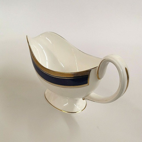 Royal Worcester Empire blaue Sauciere und Ständer kobalt und vergoldet Vintage - Bild 3 von 12