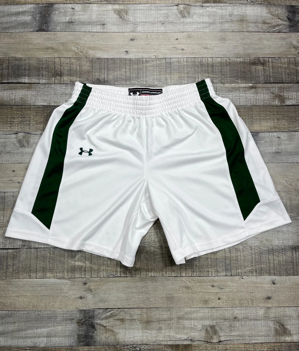 Under Armour Shorts Mens Large White Green Basketball Workout