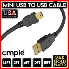 Mini USB Cable Charger Lead USB A to 5 Pin Mini B Sync Charge 1.5ft 3ft 6ft 10ft