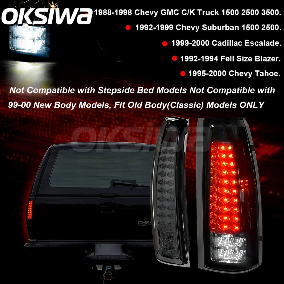 Luces traseras LED para Chevy GMC 1988-99 C/K Silverado Suburban Sierra Tahoe Yukon Foto 2 de 4