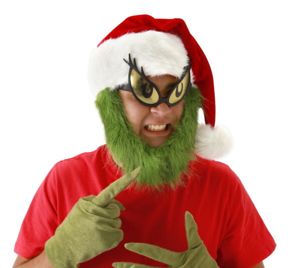 Seuss How The Grinch Stole Christmas Grinch Santa Hat with Beard NEW  UNWORN