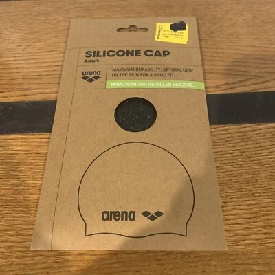 Swim Cap Adult Fit ARENA Recycled Silicon Black Swimming Adult Mens Women