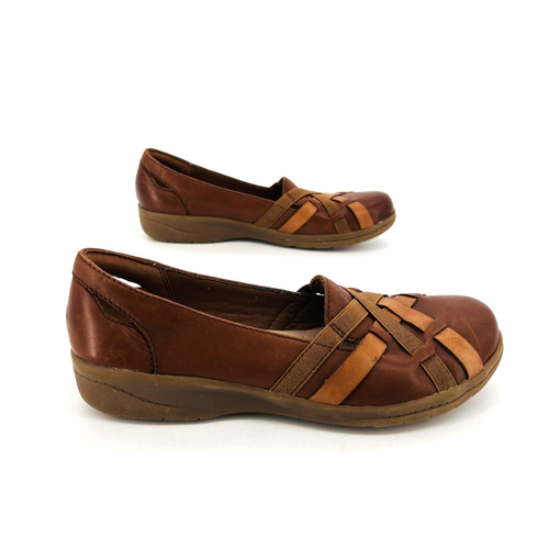 Womens 8 M Clarks Cheyn Creek Loafers Brown Leather Slip On Walking Shoes 15807 - Picture 5 of 12