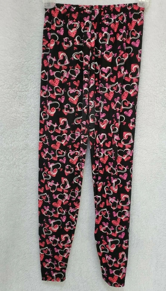 Calça Legging Feminina Tamanho P M G XL Preta Rosa Vermelha Branca Corações Sueded - Imagem 4 de 4