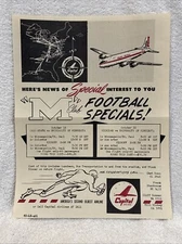 VERY RARE 1940's Minnesota Gophers Football Capital Airlines Travel Sheet, NMMT!
