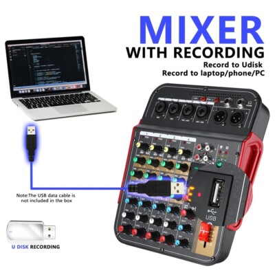 6 Kanal Profi Audio Mixer mit digitalen Effekten Bluetooth Prozessor 