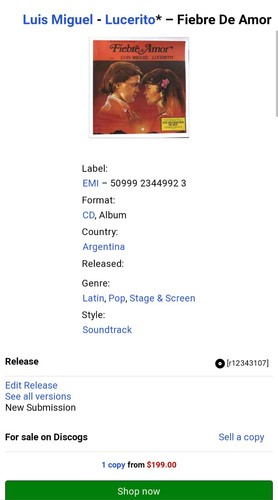 Luis Miguel - Lucerito Fiebre De Amor CD (vergriffen) CD IST SAUBER. - Bild 9 von 9