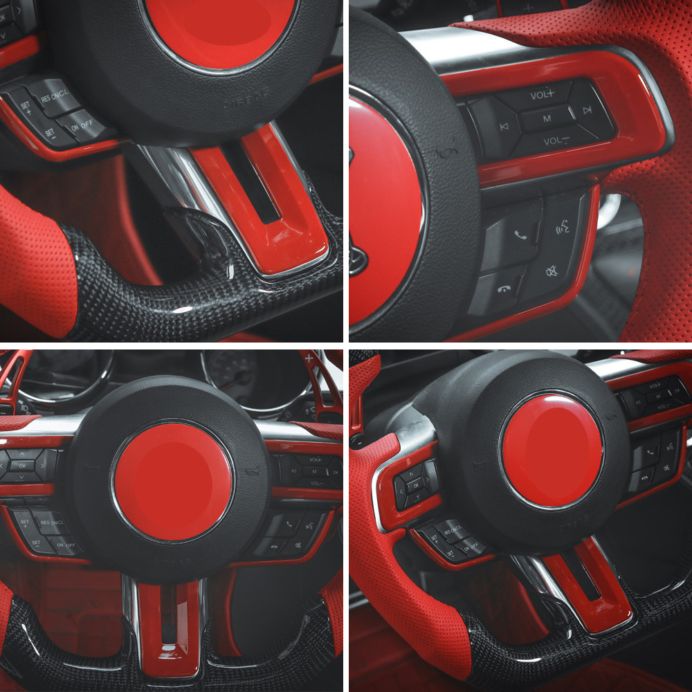 5X Red Steering Wheel Frame Cover Trim for Ford Mustang 20152023 Accessories eBay