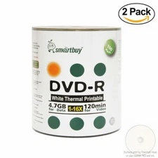 200 Smartbuy 16X DVD-R 4.7GB White Thermal Hub Printable Disc Everest/Prism Comp