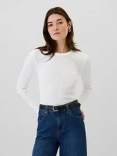 GAP Women's Waffle-Knit Lightweight Thermal T-Shirt--Szes-S. M. L. XL. XXL-White