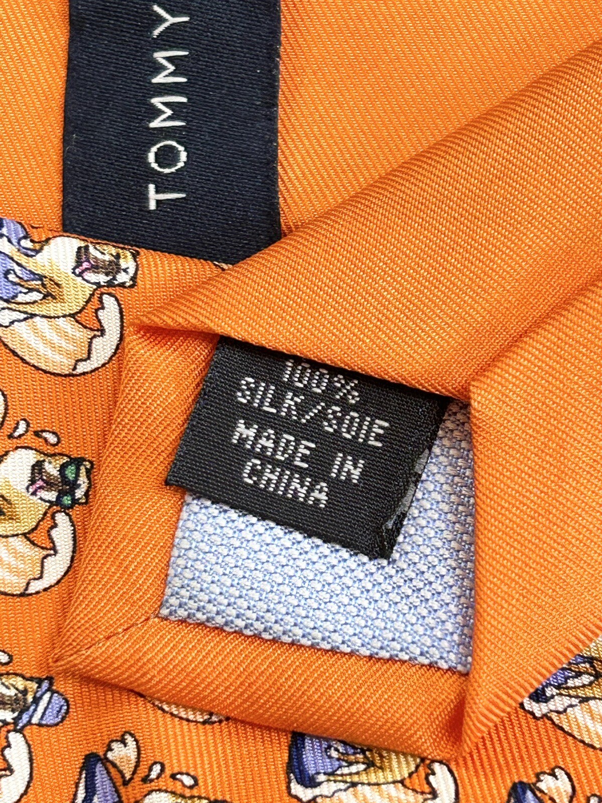 Tommy Hilfiger Men’s Orange Silk Tie Surfing Bulldogs thumbnail 4