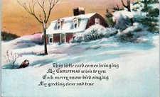 Postcard Poem This Little Card Comes Bringing Christmas Wish to You 5.5x3.5 inch