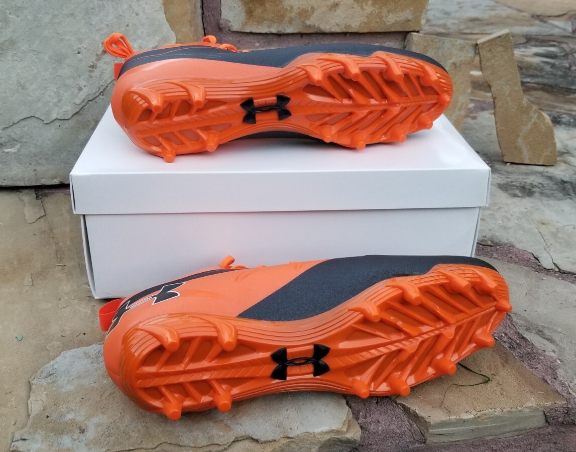 Mens Black & Orange Under Armour Nitro Football Cleats Shoes Sports Size 16 Under Armour Nitro Mid Black Orange Football Cleats 1290962  main image 4