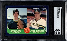 1986 fleer baseball #649 Jose Canseco Eric Plunk Oakland A's NM/MT SGC 8