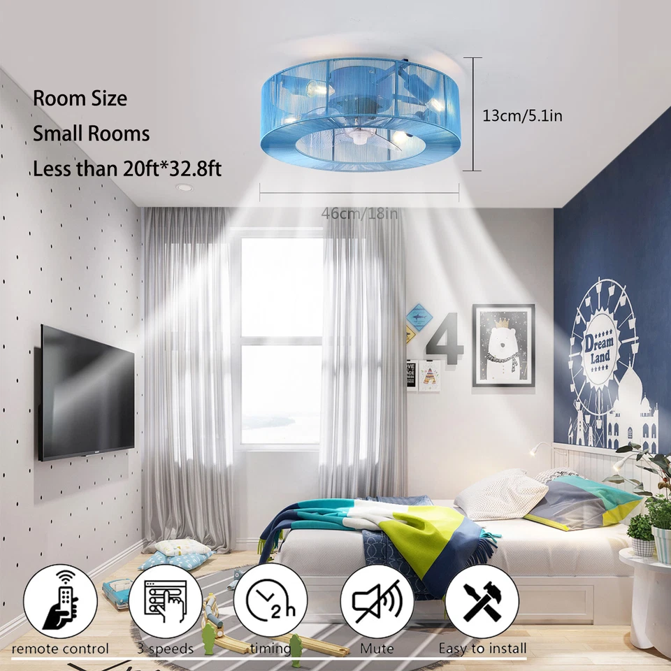 18/20" Ceiling Fan Light Farmhouse Cage Chandelier Pedant Lamp w/ Remote Control - Image 2 of 4