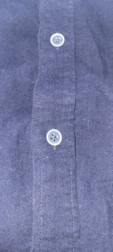 Report Collection Mens Medium Navy Linen Blend Long Sleeve Button Up Top - Picture 3 of 8