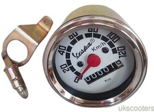 ukscooters VESPA ROUND SPEEDO 0-120KM WHITE VNC VBC BAJAJ FREE BULB NEW 