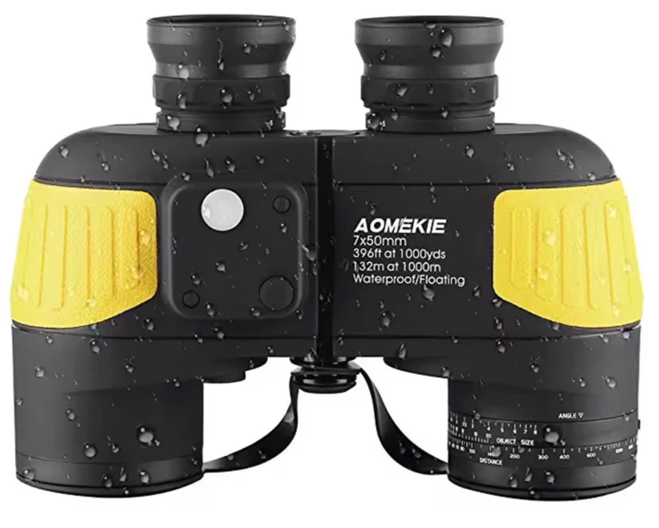 HD Binoculars 7x50 Marine Floating Range & Direction Weatherproof - Black Yellow - Image 4 of 4
