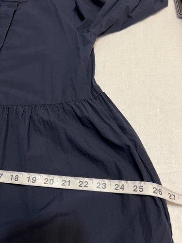 COS Navy Blue Shirt Dress US 6 Long Sleeve Minimalist Midi Cotton Boho Modest - Picture 10 of 11