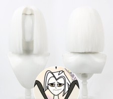 Hazbin Hotel Cosplay Lute Wig Short White Heat Resistant Hair Wig