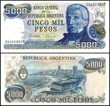 Argentina 5000 Pesos, 1977-1983 ND, P-305b.1, UNC