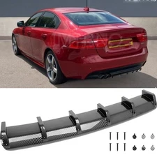 For Jaguar XE XF XJ XK XJR Carbon Fiber Rear Bumper Diffuser 6 Fins Spoiler Lip