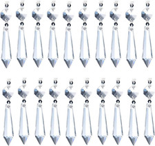 20 Pcs Clear Crystal Chandelier Icicle Prisms Replacement Parts for Lamp Decore
