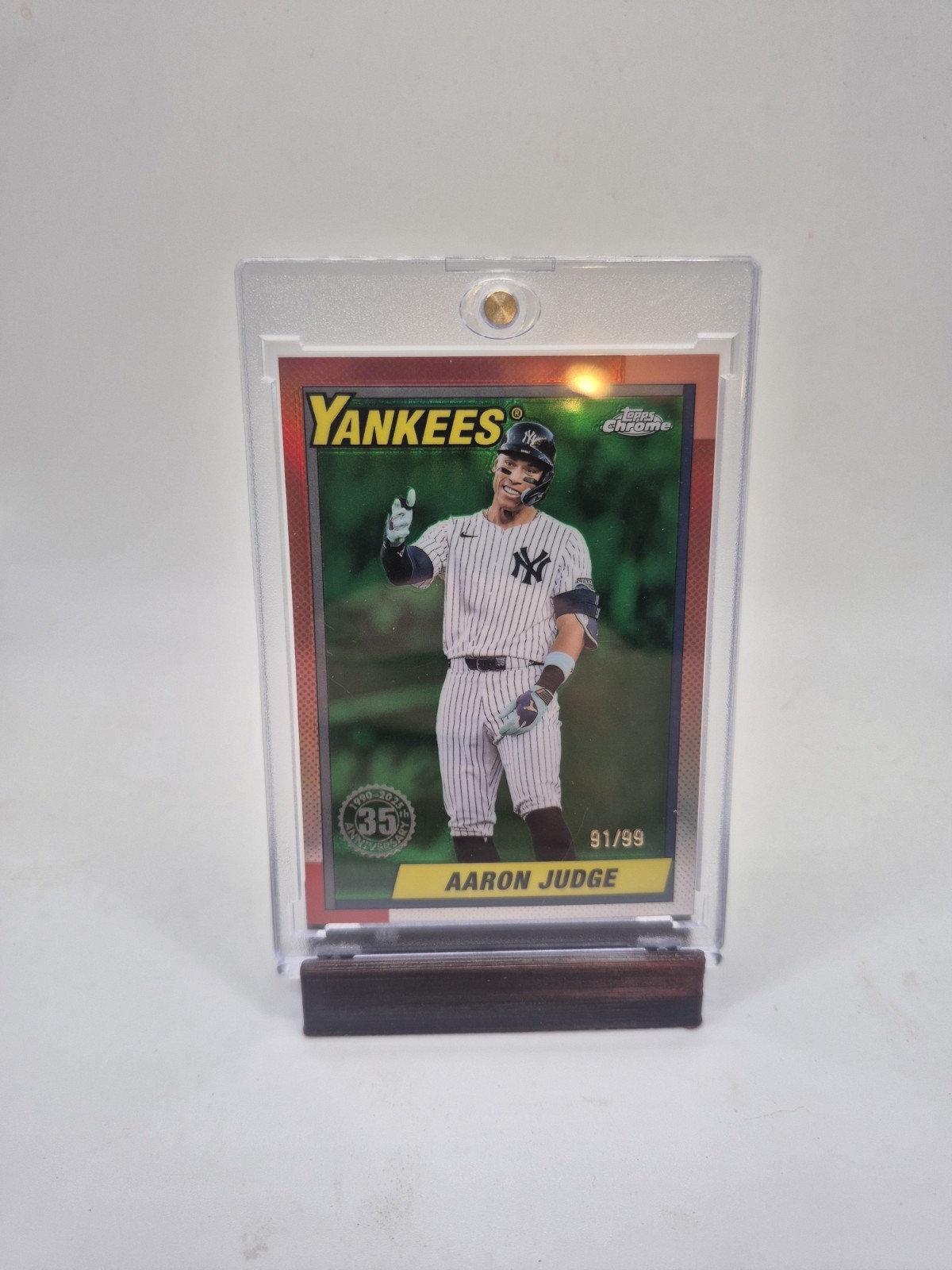 2025 Topps Chrome Aaron Judge 1990 35th Anniversary Green Refractor 🔥 #/99