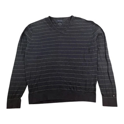 Tommy Hilfiger Pullover Damen XXL Blau V-Ausschnitt Gestreift Baumwolle Cashmere - Bild 1 von 4