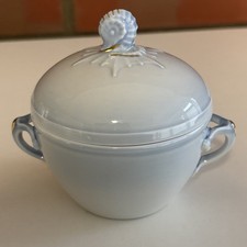 Zuckerdose - Modell 593      Bing & Gröndahl     Weiß/Hellblau  Seepferdchen