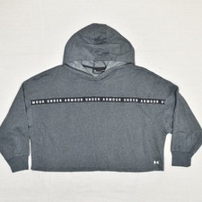 Under Armour Women's Pullover Hoodie Cropped Polyester Gray Size L Loose