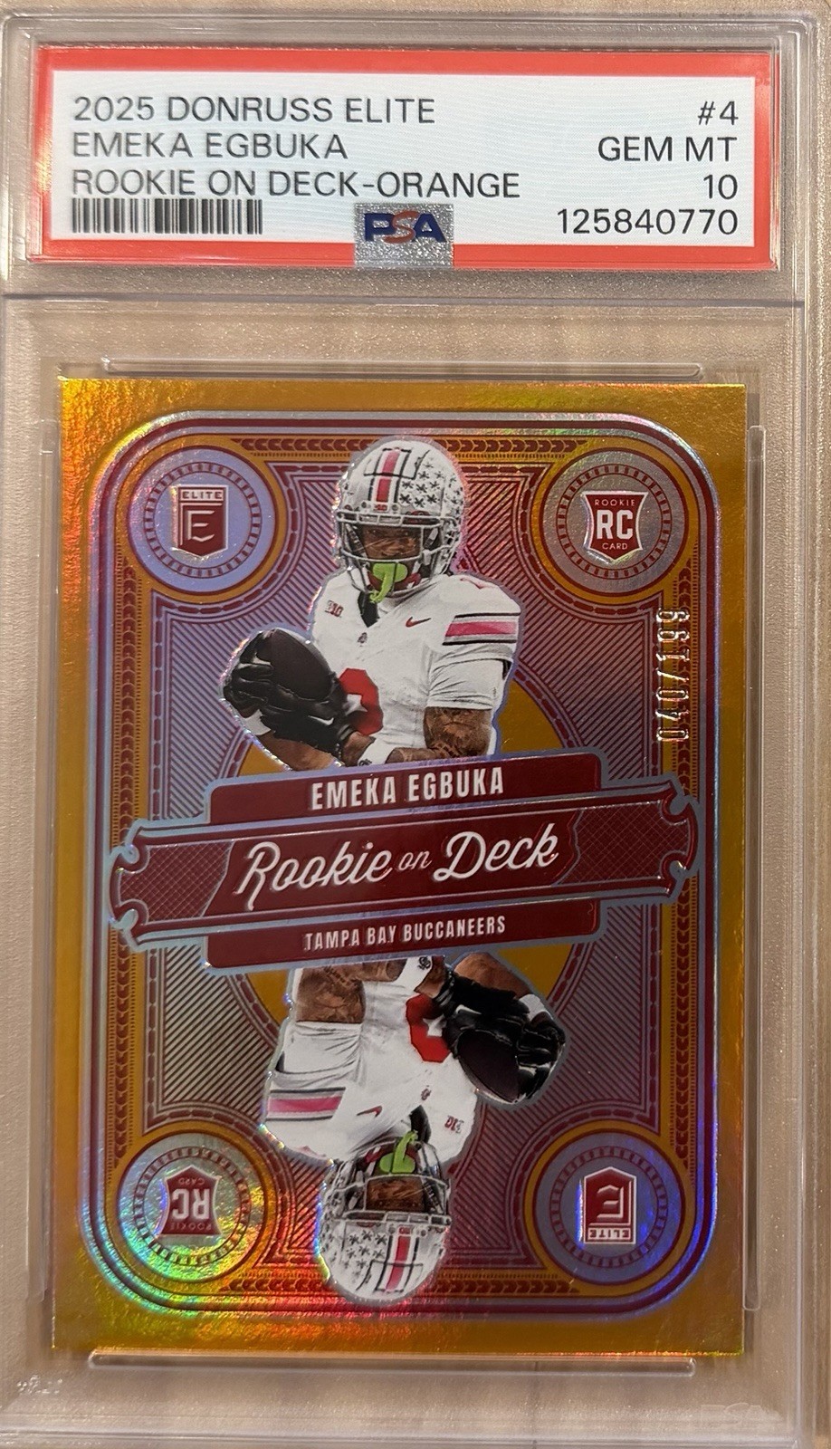Emeka Egbuka Panini Donruss Elite Rookie on Deck #4 Orange