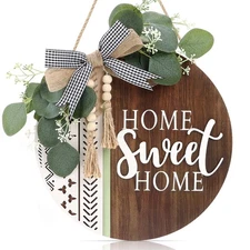 3D Welcome Front Door Wreath Porch Decor, Wooden Home Sweet Home Boho Outdoor...