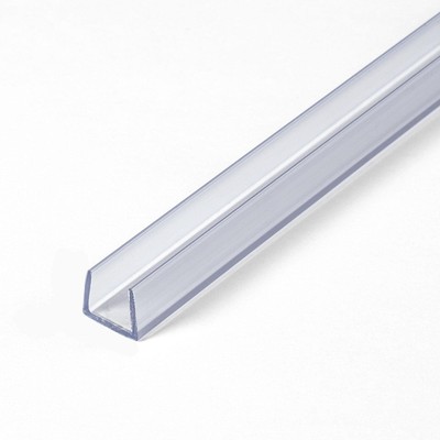 Outwater Clear 3/8'' Rigid PVC Flat Bottom Plastic U-Channel - Size Options