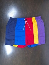 VTG Lands End Nylon Retro Y2K Rainbow Mesh Lined Swim Trunk Shorts Sz M 38 W
