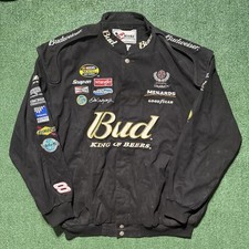 Vintage Chase Authentics Budweiser Racing Jacket Mens 2XL Black Dale Jr NASCAR
